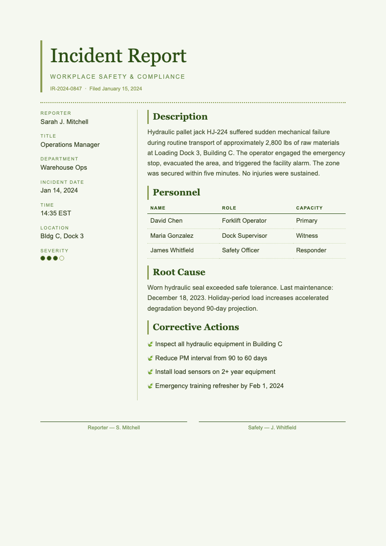 Botanical nature incident report
